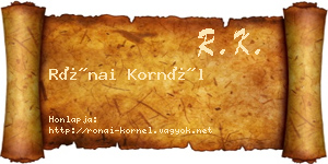 Rónai Kornél névjegykártya